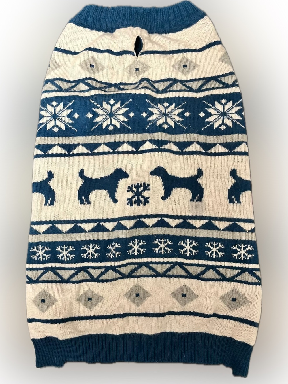 Blue & Cream Dog Holiday Knit Sweater - Heart To Tail